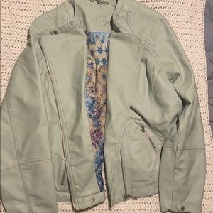 Mint green leather jacket